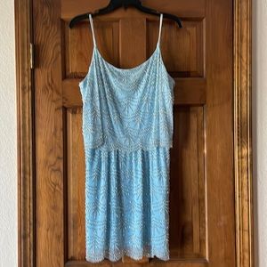 Blue beaded cocktail dress